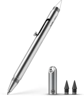 Produktbild von KP07 2-in-1 Kugelschreiber und Ewigkeitstift – Tintenloser Ewigkeitstift mit 2 Ersatzminen – Edelstahl – Büro