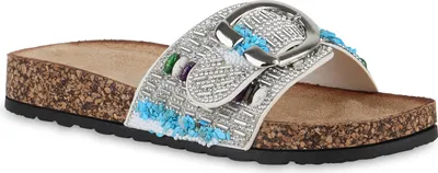 Produktbild von VAN HILL Damen Pantoletten Sandalen Strass Zierperlen Schnallen Schuhe 840988, Farbe: Weiß, Größe: 39