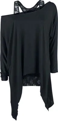 Produktbild von Gothicana by EMP Damen schwarzes Langarmshirt im Doule-Layer-Look M