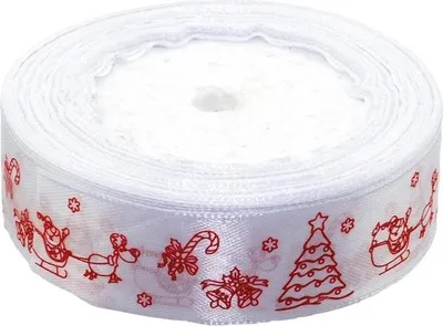 Zdjęcie produktu dla Wstążka Satynowa Z Motywem Świątecznym 25Mmx22M