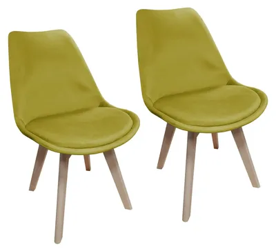 Produktbild von Stuhl Atlanta aus Samt in Curry, B48xH82xT42 cm, Sitzhöhe 44 cm, mit schrägen Beinen