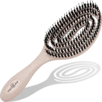 Produktbild von Bio Haarbürste ohne Ziepen mit Wildschweinborsten - Entwirrbürste mit einzigartiger Spirale, nachhaltiges Material - perfekt für nasse&trockene Haare