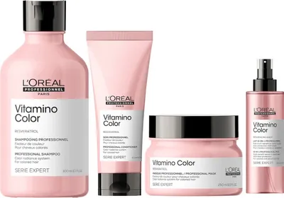 Obrázek produktu pro Loreal Vitamino Color šampon 300ml + Loreal Vitamino Color kondicionér 200ml + Loreal Vitamino Color maska 250ml + Loreal Vitamino Color 10v1 190ml NOVINKA