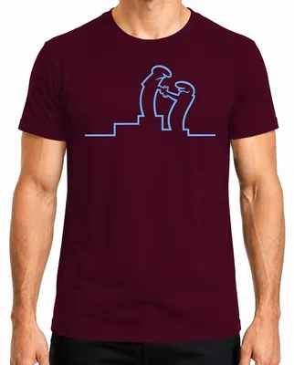 Imagen del producto de Camiseta para hombre con diseño "La Linea Strichmännchen Balum Osvaldo Cavandoli", color burdeos, talla M