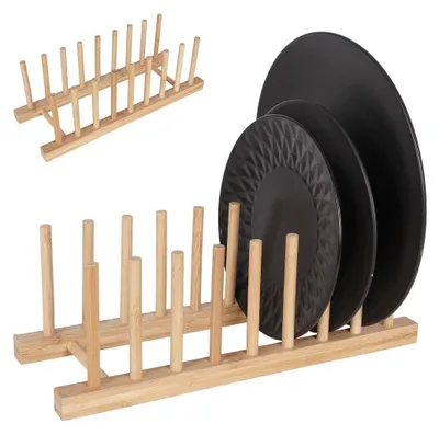 Productafbeelding van Uitstekende bordenhouder van Houseware, bamboe, 34x12 cm, bruin