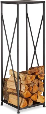 Produktbild von Famanu Holzlagerung - Haardholzregal - Pulverbeschichteter Stahl - 111 x 34 x 34 cm, Schwarz