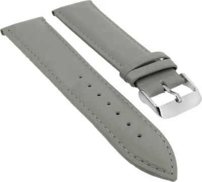 Produktbild von Minott > Uhrenarmband Ton in Ton Naht grau weiches > glattes Leder , Stegbreite:22mm, Schließe:Silbern