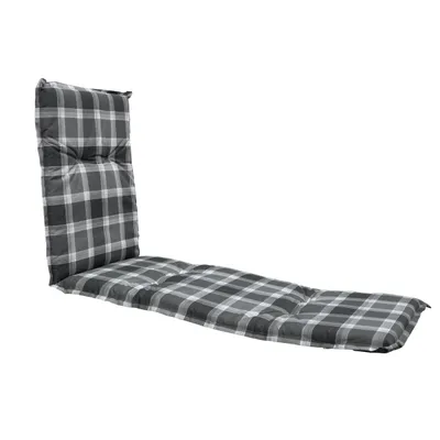 Immagine prodotto di Cuscino per lettino prendisole con motivo a quadri grigio - 190 x 60 cm - Cuscino universale per lettini da giardino