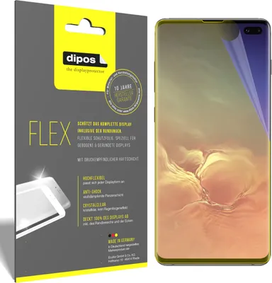 Produktbild von 3x ochranná fólie pro Samsung Galaxy S10 Plus, 100% pokrytí displeje, dipos Flex