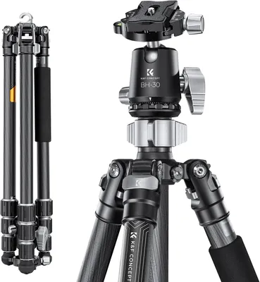 Produktbild von Stativ – Kamerastativ – Reisestativ – Stativ – DSLR-Stativ – Kohlefaser, 173 cm verstellbar