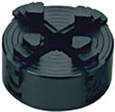 A black chuck for a lathe.