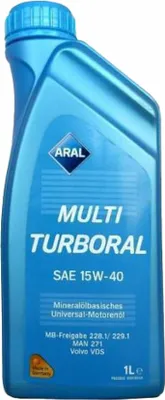 Produktbild von ARAL TURBORAL für 15W-40 1 Liter Motoröl Motorenöl Mineralisch CATERPILLAR ECF-2 CUMMINS CES 20077 CUMMINS CES 20078 DDC DFS 93K215 DQC III-10 Mack Öl