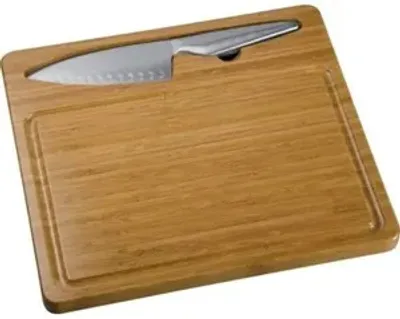 Produktbild von Schneideplatte | Schneidebrett mit Messer aus Holz | Holzbrett | Holzschneidebrett | Küchenbrett
