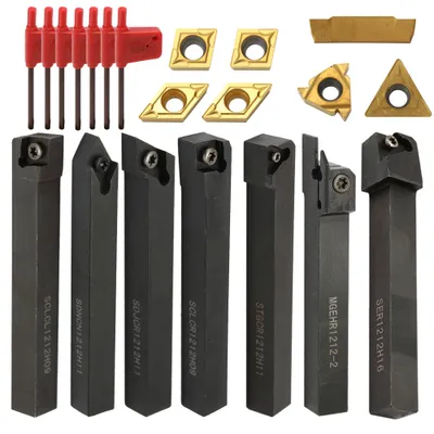 Produktbild von 21-teiliges Multifunktionales Halter-Set für Vollhartmetall-Wendeschneidplatten mit Bohrstange und Schlüsseln für Drehmaschinen-Werkzeuge