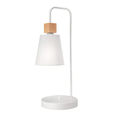 Obrázek produktu pro Stolní lampa bílá 52 cm vysoká tkanina kov dřevo E27 útulná skandinávská stolní lampa obývací pokoj ložnice