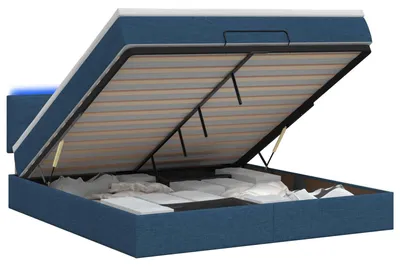 Zdjęcie produktu dla Łóżko z pojemnikiem i materacem LED niebieski 160 x 200 cm