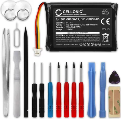 Produktbild von CELLONIC 1x Akku für Navigation Kompatibel mit Garmin Camper 770 LMT-D, Nüvi 42, Nüvi 2689, 361-00056-05 - (750mAh, 3.7V) + Werkzeug-Set