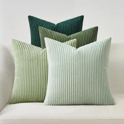 Zdjęcie produktu dla Poszewki na poduszki 45x45 cm, jasnoszare, zestaw 4 sztuki, tkanina kordowa, efekt gradientu kolorystycznego
