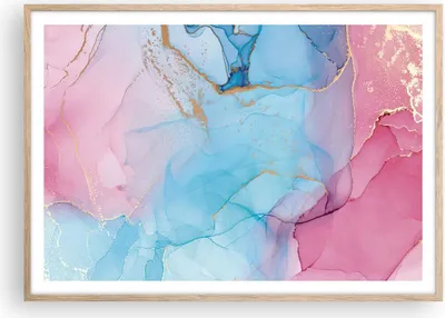 Produktbild von Gerahmtes Poster - Rahmen in heller Eiche - Marmor Rosa Türkis - 100x70 cm - Wand Bild - Wanddeko - Wandbilder - Kunstposter - Wandposter - Bilderrahmen - Bilder - Kunstdruck - P2NAA100x70-4600