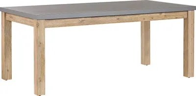 Produktbild von BELIANI Tisch Grau / Heller holzfarbton Faserzement / Akazienholz 180 x 90 cm Indoor & Outdoor Garten Schlafzimmer Wohnzimmer