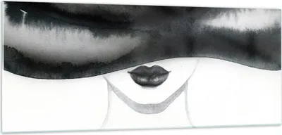 Produktbild von Bilder auf glas - Einteilig - Frau Hut Schwarzweiß - 100x40cm - Glasbilder - Wandbilder - Bilder - zum Aufhängen bereit - Wanddekoration aus Glas - Glas Bilder - Wandbild auf Glas - GAB100x40-4301