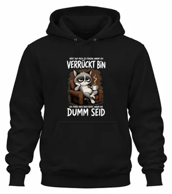 Immagine prodotto di Felpa con cappuccio, colore nero, taglia 3XL, con scritta "Perché siete così stupidi?" (in tono sarcastico)