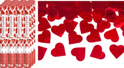 Produktbild von Konfettikanone mit Herzen 40cm rot 12er Set