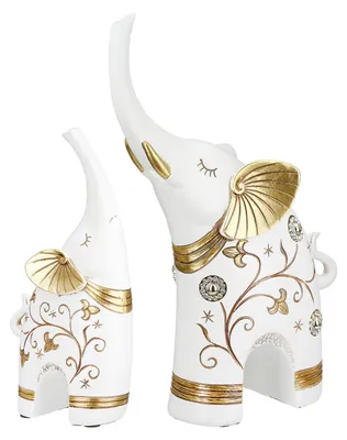 Immagine prodotto di Set da 2 pezzi, statuina, elefante, "Rubin", resina, color crema, confezione da 2, lunghezza 5 cm, larghezza 20 cm, altezza 25 cm. Codice prodotto: 37805. Codice EAN: 4063387378052