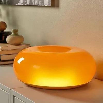 Produktbild von LED Tischlampe dimmbar, Retro Donut Nachttischlampe bruchsicher, 3 Lichtfarben Touch-Steuerung, USB Aufladbar 2000mAh Nachtlicht für Schlafzimmer