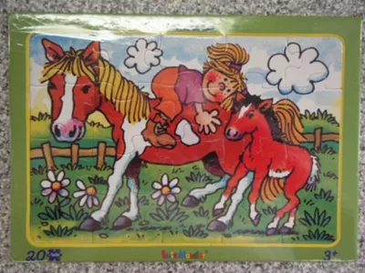 Produktbild von Lutz Mauder - 19023 - Rahmenpuzzle, Pony, Lotte und ihr Fohlen, 20 Teile, ab 3 Jahre, Pappe, 26cm x 18cm