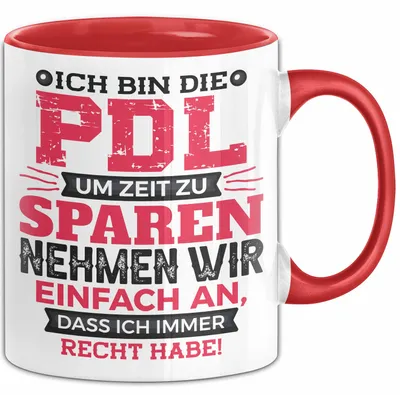 Produktbild von PDL Tasse Geschenk Lustiger Spruch Pflegeleitung Humorvolle Geschenkidee (Rot)
