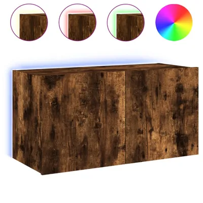 Obrázok produktu pre vidaXL TV nástenná skrinka s LED osvetlením, údený dub 80x35x41 cm