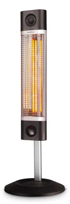 Imagen del producto de Calentador eléctrico para terraza, de pie - 1800 vatios - Plateado- - Radiador infrarrojo - Para uso en interiores