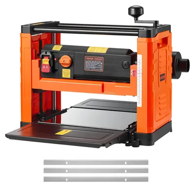 Zdjęcie produktu dla Strug grubościowy VEVOR, 2-biegowy, stół roboczy o szerokości 330 mm, strug, trzy noże, 2000 W, 23500 obr/min, mocny silnik, podwójne kółka, zabezpieczenie przed przewróceniem, obróbka drewna twardego i miękkiego