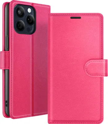 Immagine prodotto di Zanaé, custodia a portafoglio per iPhone 15 Pro con supporto e chiusura magnetica, fucsia