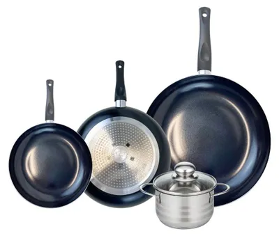 Image de Ensemble de 3 Poêles de cuisson 20, 24 et 32 cm et 1 faitout 14 cm Elo Prima Brillant