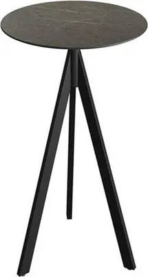 Image de Table de bar Infinity Tripod - Structure noire + Plateau HPL effet marbre Midnight Ø70 cm (1 pièce)