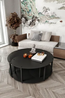 Produktbild von Skye Decor, Hochwertiges Couchtisch-Set (2 Teile), Schwarz, 70 x 38 x 70 cm | 100% MDF, Komprimierte Kraftbeine | Modernes Design für stilvolle Wohnräume und Büros.