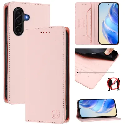 Produktbild von Lederhülle für Samsung Galaxy A37 Hülle Flip Brieftasche Kartenfächern Ständer Schutzhülle Pink