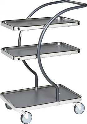 Produktbild von Kongamek C-Line Tischwagen in grau mit 3 Böden 595x360mm Ladefläche 120kg Tragkraft