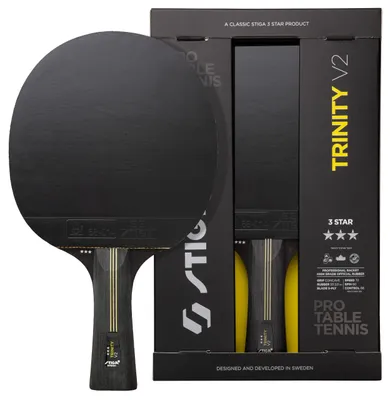 Produktbild von STIGA Trinity V2 Tischtennisschläger – 3 Sterne Tischtennisholz, ITTF-zugelassener Belag, Ergonomischer Griff – für Offensive Spieler
