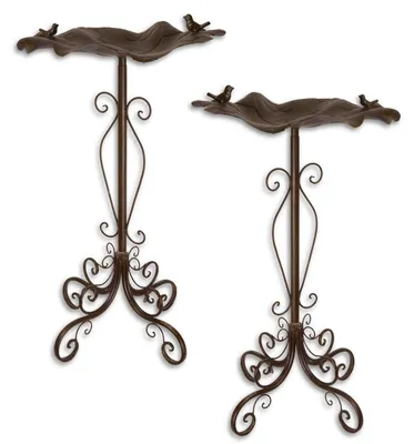 Zdjęcie produktu dla Casa Padrino secesyjna wanienka dla ptaków zestaw 2 sztuk brązowa 48,8 x 47,2 x wys. 84,1 cm - Garden Deco