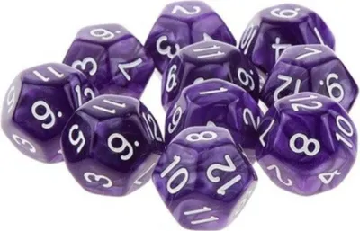 Produktbild von 12 seitige Würfel - 10 Stück Farbe Lila Rollenspiele