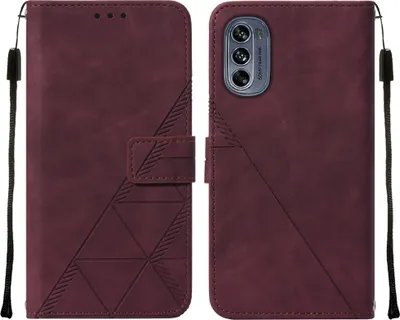 Obrázek produktu pro Flipové kožené pouzdro pro Motorola Moto G62 5G peněženkový design pouzdro s embosováním, držákem karet a stojánkem červené