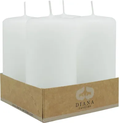Produktbild von Diana Candles Stumpenkerzen Ø 6 X 11 cm weiß 4er Pack