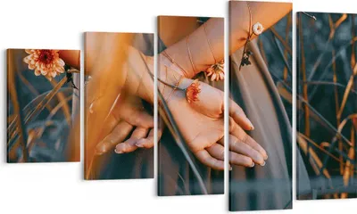 Produktbild von Bild auf Leinwand - Leinwandbild - 5 Teile - Frau Hände Wiese - 100x60cm - Wand Bild - Wanddeko - Wandbilder - Leinwanddruck - Bilder - Wanddekoration - Leinwand bilder - Wandbild - EG100x60-5126