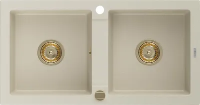 Immagine prodotto di Mexen Mario lavello in granito a 2 vasche 820 x 436 mm, beige, sifone dorato - 6504822000-69-G