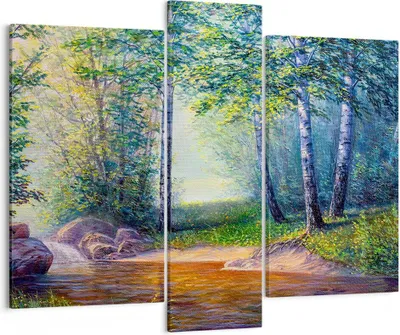 Produktbild von Bild auf Leinwand - Leinwandbild - Wiese Wasser Baum - 95x80cm - Wand Bild - Wanddeko - Wandbilder - Leinwanddruck - Bilder - Kunstdruck - Wanddekoration - Leinwand bilder - Wandkunst - CB95x80-4063