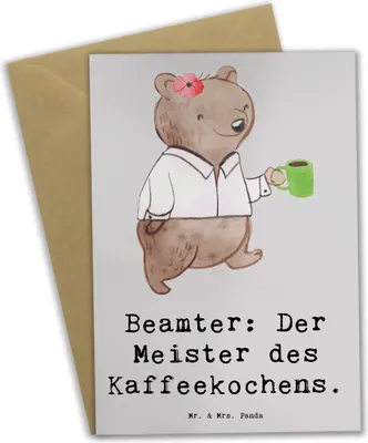 Produktbild von Mr. & Mrs. Panda Beileidskarte Beamter Kaffeemeister - Grau Pastell - Geschenk, hochzeitskarten, einzigartige Geschenke, osterkarten, weihnachtskarten, Spruch, Beruf