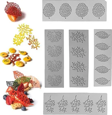 Produktbild von Famanu Silikonform Blätter - Dekorationsform für Kuchen - Silikon Prägeunterlage